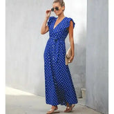 Chic Polka Dot V-Neck Dress with Petal Sleeves